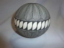 JOSHUA SANCHEZ ACOMA POTTERY BOWL - 5" T X 5" W - FREE SHIPPING