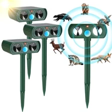 2/4pack Upgraded Solar Ultrasonic Animal Repellent Dog Skunk Deer Raccoon Garden