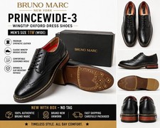 Bruno Marc Princewide-3 Men's Black Wingtip Brogue Oxford Medallion 11W