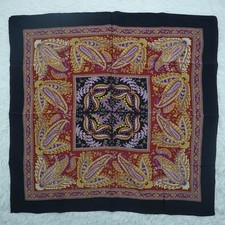 Unbranded Paisley Black Silk Scarf Scarves 34" X 32.5" P620