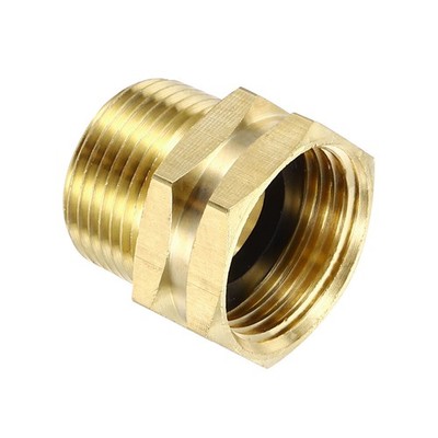 3/4  GHT Female x 3/4  NPT Male Hose Adapter, Garden Hose Connector, Gold
