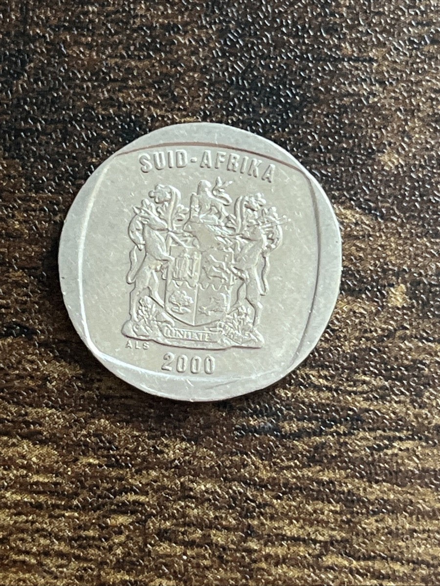 2000 South Africa 1 One Rand Nickel Plated Copper Actual Coin