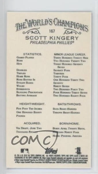 2018 Topps Allen & Ginter's X Mini Scott Kingery #167 Rookie RC - Image 2 of 2