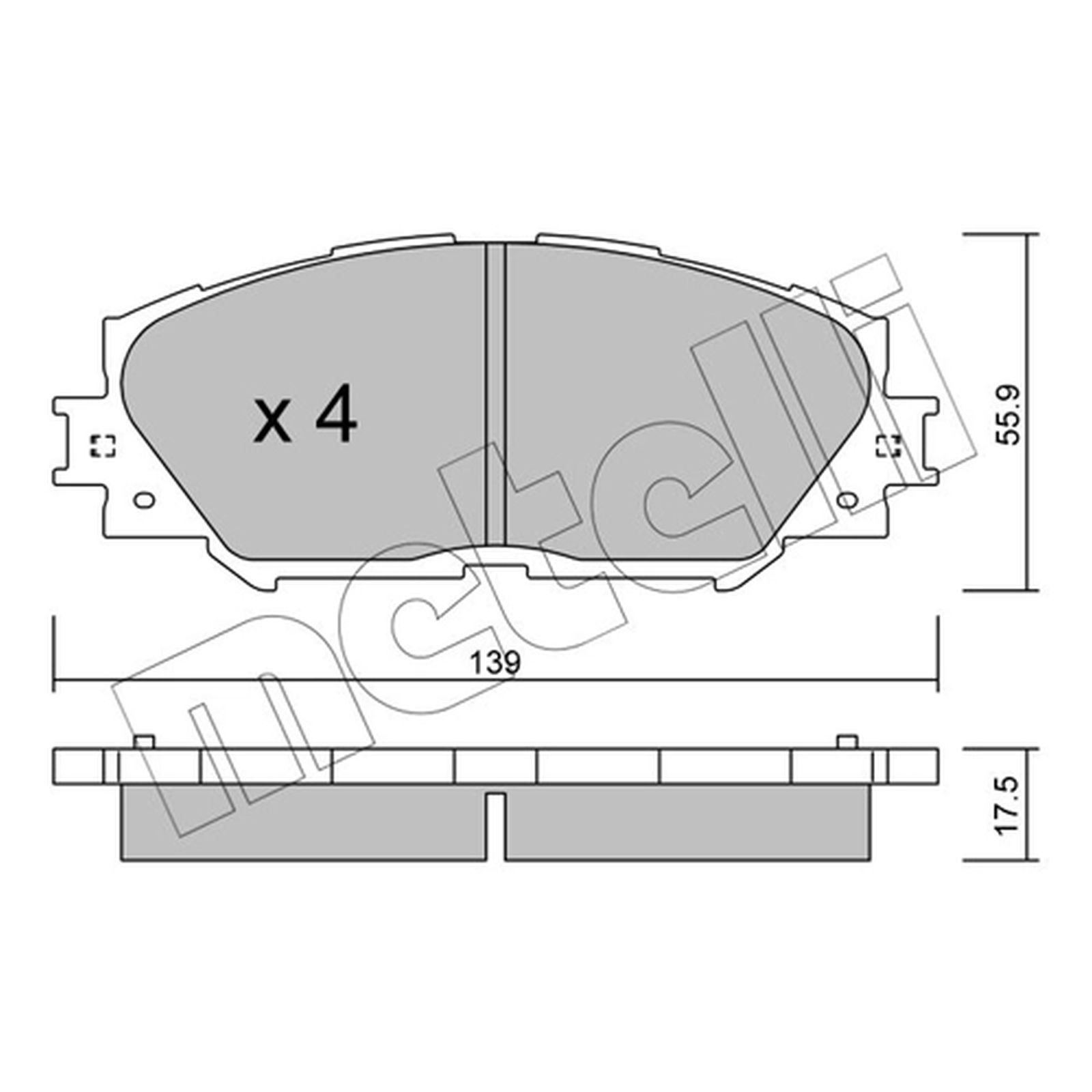1x ORIGINAL® Metelli 22-0747-0 Bremsbelagsatz, Scheibenbremse Vorne, exkl.