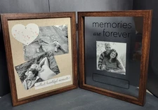 Things Remembered Bi-Fold Wooden Picture Frame–"Memories Are Forever"–Rustic NIB