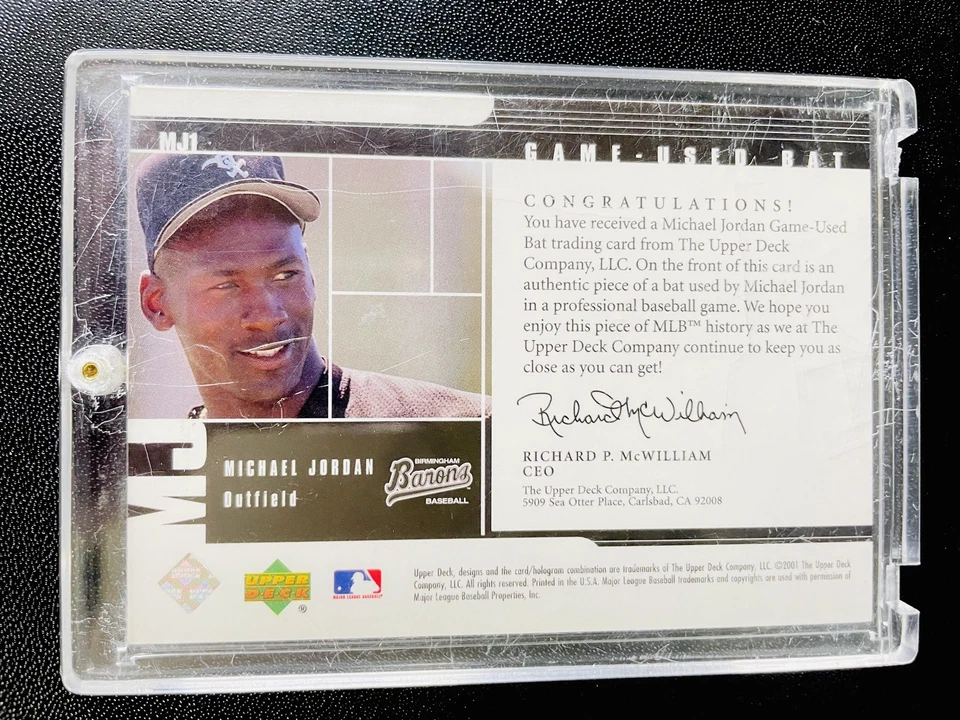Tarjeta de murciélago 2001 Upper Deck MJ Grand Slam Michael Jordan usada en el juego #MJ5 - ¡RARA! Foto 2 de 2