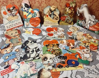 Animal & Anthropomorphic Valentine Vintage Lot 18 Used Bear Dog Horse Be Mine