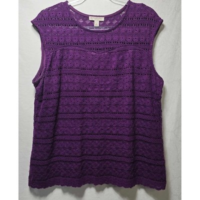 DS Established 1962 Purple Lace Cap Sleeve Top Plus Size L