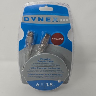 Dynex FireWire 6 Pin Male to 6 Pin Male 6 Foot 1.8 Meter Cable New in Package