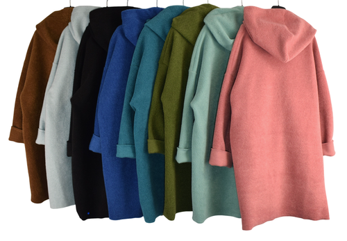 Italian Lagenlook Fleece Zip Through Hooded Jacket Coat Autumn Winter Collection - Picture 17 of 28