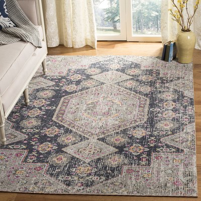 Montage Collection 4' x 6' Black/Multi MTG365Z Boho Indoor/ Outdoor Non-Shedd...