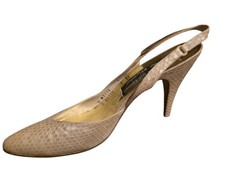 Vtg 80s Stuart Weitzman for Mr. Seymour Gold Patterned Slingback Heels Women 9SS