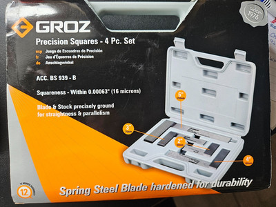 Groz Precision Engineers Square Set, 4 Piece 50/75/100/150mm
