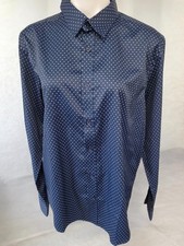 MIX NY Performance Slim Fit Men's Button Front Shirt Blue Long Sleeve Size L