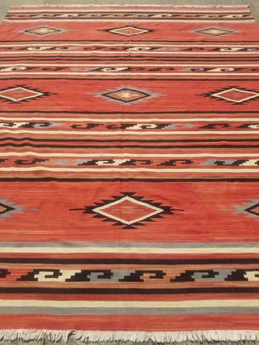 Distressed Fine Vintage Traditional Hand Made Oriental Wool Kilim 10.1x8.3ft