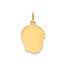 14k Yellow Gold Boy Head Silhouette Pendant Polished Charm for Women Motherhood