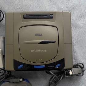 Sega Saturn Gray Console HST-3210 + Controller + Power Memory + Cables Working