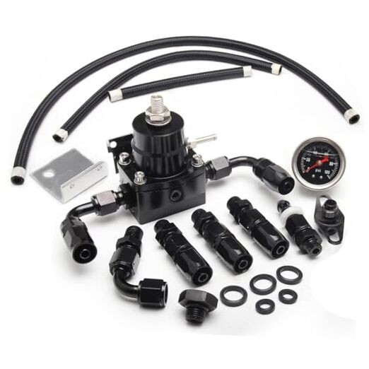  EFI Fuel Pressure Regulator Kit 0-100psi with Gauge 6AN Fuel Line black