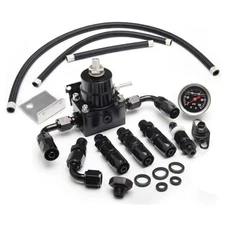  EFI Fuel Pressure Regulator Kit 0-100psi with Gauge 6AN Fuel Line black
