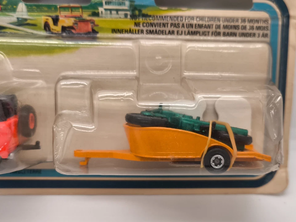 TWO PACK FIELD CAR+HONDA TRAILER ORANGE MATCHBOX SUPERFAST TP-8 ENGLAND 1978 OVP - Bild 3 von 4