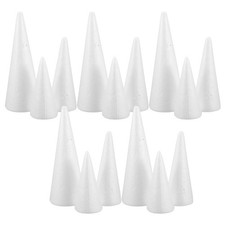15Pcs Reusable White Foam Cones DIY Craft Supplies for Holiday Decorations