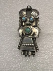 Navajo Orville Sterling Silver & Turquoise Manygoats Kachina Ring - Size 6 1/2