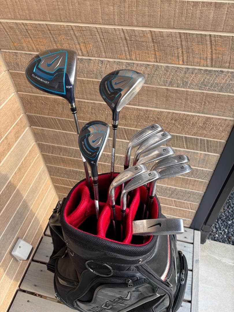 NIKE GOLF SLINGSHOT GOLF CLUBS 11PC SET Flex-UNI With H/C With Caddie Bag