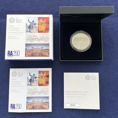2018 250th ANNIVERSARY ROYAL ACADEMY ARTS £5 SILVER PROOF COIN ROYAL MINT 2E670