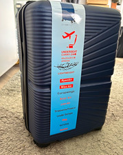 Navy ABS Hard Expandable Carry On Suitcase TSA Lock 4 detachable Spinner Wheels