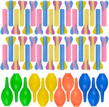 Foam Rocket Launchers, 36 Rockets and 12 Squeeze Launchers, Assorted Colors, Hig