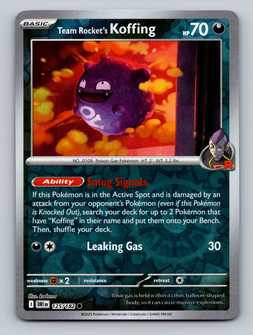 Team Rocket's Koffing 125/182 Common Destined Rivals Pokemon Lightly Played