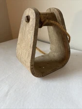 Vintage Wood Stirrup 4 Inch Western Military Cowboy Collectible Primitive Decor
