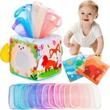 Yeeeasy Baby Sensory Tissue Box Toy. 6 months & Up. Developmental Toy