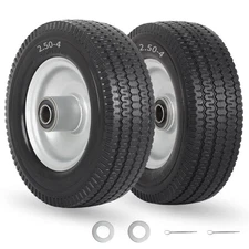 8-Inch Flat-free Tire, 2.50-4 Solid Tire and Wheel, 5/8" Bearings, 2.2" Offse...