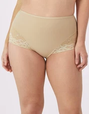 Bali 2 Pack Shapewear Lace Leg Brief Firm Control Panties Shaper Microfiber X054