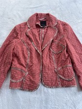 The Limited Blazer Jacket M Womans Ivory Pink Lace Floral3/4 Sleeve Pockets