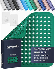 Non-Slip Shower Mat with Suction Cups, 21x21 in, Quick Drying, Machine Washable