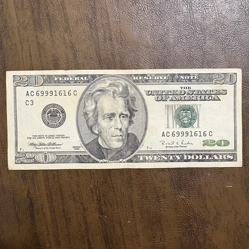 1996 TRINARY $20 Federal Reserve Twenty Dollar Note Flipper Serial # 69991616 - Picture 1 of 8