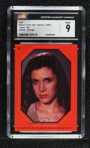 1983 Star Wars: ROTJ Stickers Princess Leia Organa (Orange) #31 CGC 9 Mint 1e8j