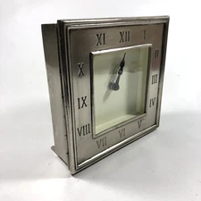 Pottery Barn Heavy Metal Square Clock Hinged Hidden Conceal Space Quartz Battery