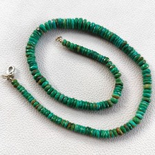 Arizona Turquoise Faceted Heishi Beads Necklace 16" 5-9mm Gemstone Jewelry