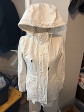 The North Face Women's Size M White Button Front Full Zip Hooded Jacket