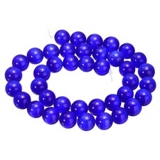 38pcs Sapphire Blue Cat's Eye Stone Beads 10mm Round Crystal Loose Bead