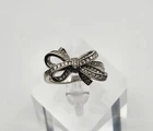 VIntage Sterling Silver CZ Bow Ring Size 8.75