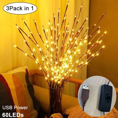 LED Zweig Zweig beleuchtet Weidenzweige USB Plug-in Weihnachtsdeko UK
