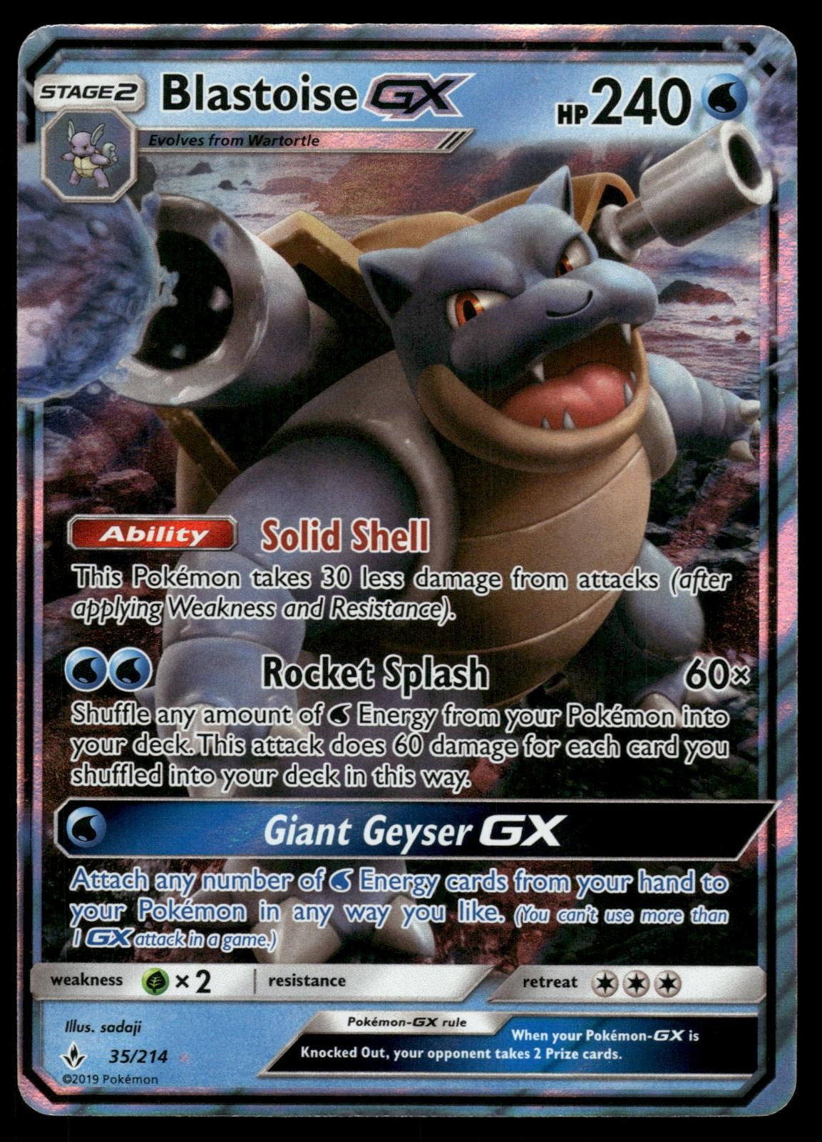 Blastoise GX 35/214 Holo GX Rare Unbroken Bonds Pokemon Near Mint