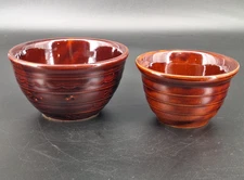 Vtg Marcrest Ovenproof Stoneware 1 Daisy & Dot Pattern 1 Striped Brown Glazed