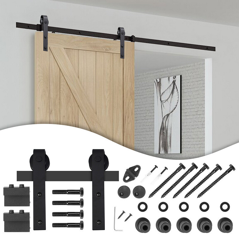 Schiebetürsystem Laufschiene Schiebetürbeschlag Glas Stahl Schiebetür 183/200cm