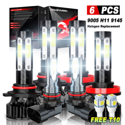 For Toyota Tundra 2007-2013 6x 6K LED Headlight Hi/Lo + Fog Light Bulbs Combo