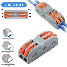 Reusable Electrical Connectors 2 to 2 Inline Wire Block Clamp Terminal AWG 28-12